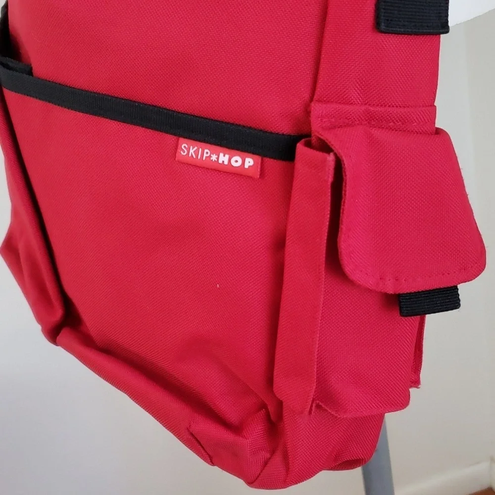 Skip Hop Diaper Bag Red Duo Stroller Friendly, Calvin embroidered.